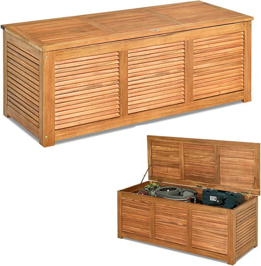 Coffre de Rangement Extérieur en Acacia 150KG, Boîte avec Poignée Pratique, 120x45x45CM