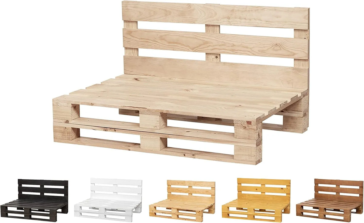 Canapé en palettes recyclées pour intérieur et extérieur - 120 x 60 cm - Finition écrue
