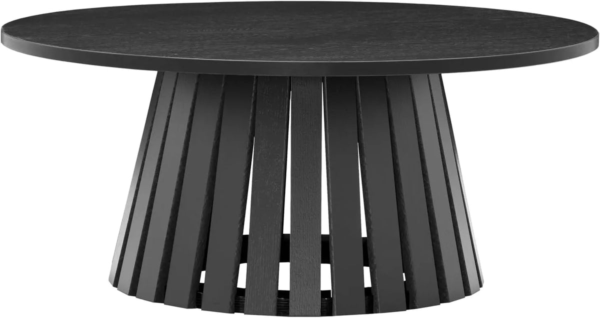 Table Basse Ronde Scandinave Noire 80cm en Aggloméré et Mélaminé
