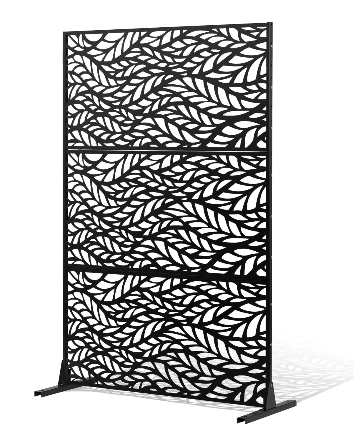 Écran de Jardin en Métal Noir 120x183 cm, Paravent Décoratif Autoportant pour Extérieur et Intérieur