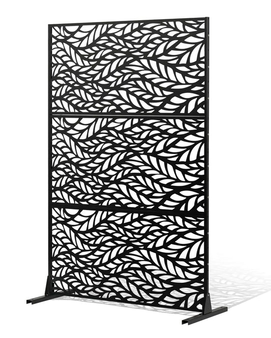 Écran de Jardin en Métal Noir 120x183 cm, Paravent Décoratif Autoportant pour Extérieur et Intérieur