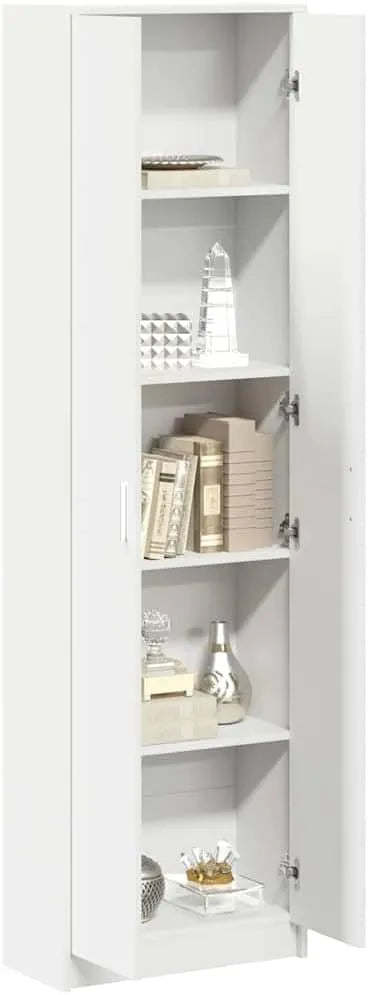 Armoire Moderne en Bois Blanc avec Étagères 55 x 25 x 189 cm