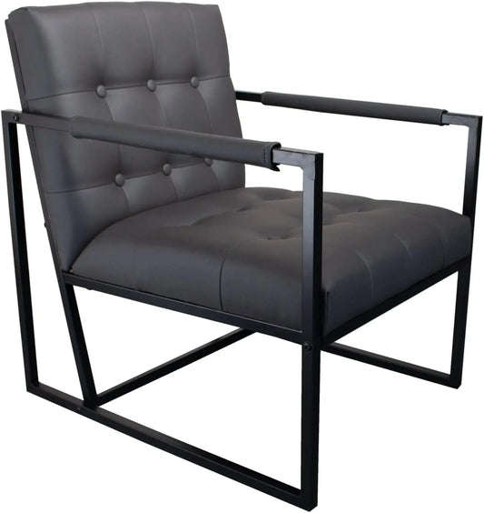 Fauteuil de Cocktail SVITA Jones en Similicuir Gris Foncé avec Structure en Acier