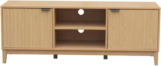 Meuble TV avec Rangements Vague - Bois de Particule - Style Moderne - 140x40x52 cm - Bologne