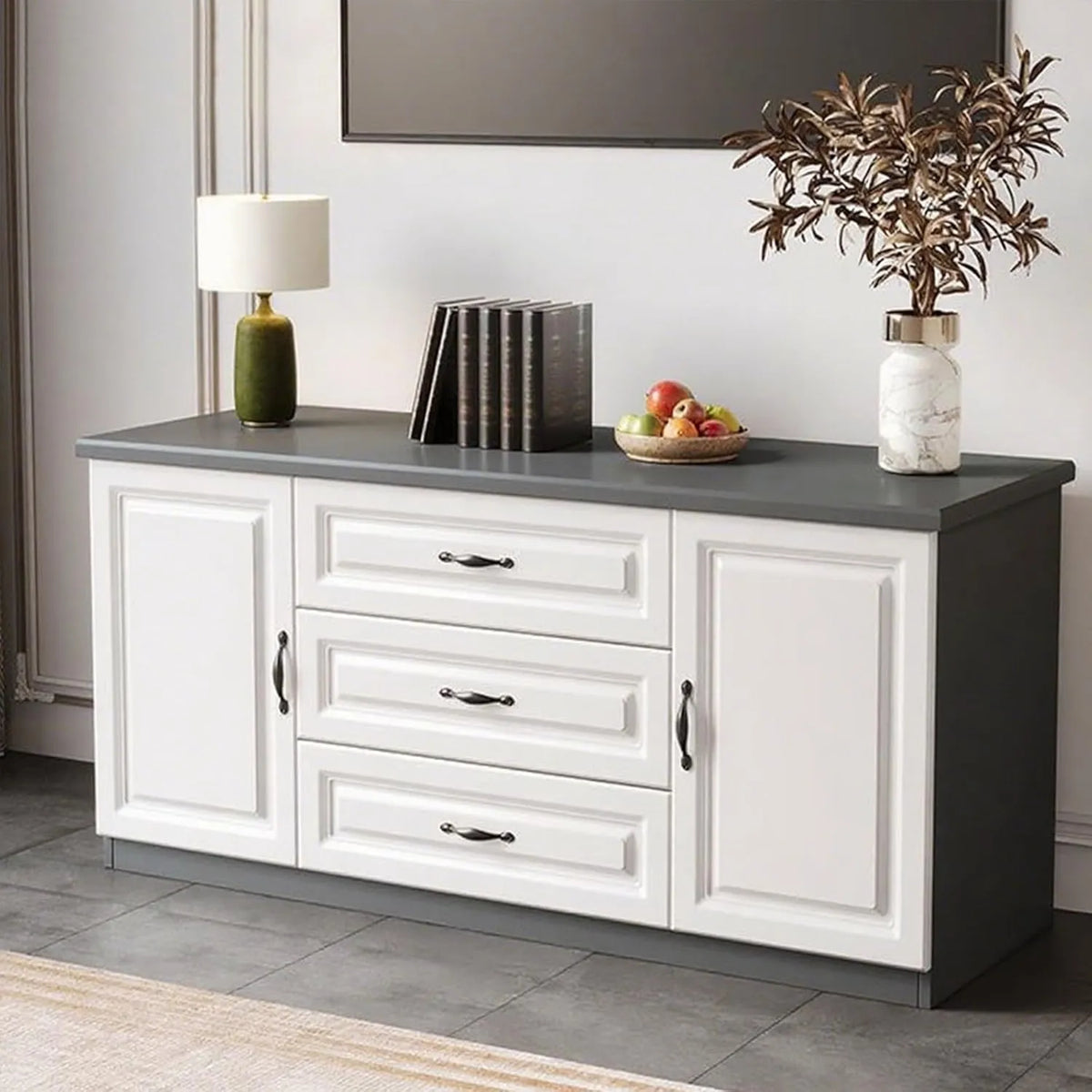 Buffet TV en bois style scandinave avec étagères ouvertes, centre multimédia pour salon et chambre, meuble de 120 cm