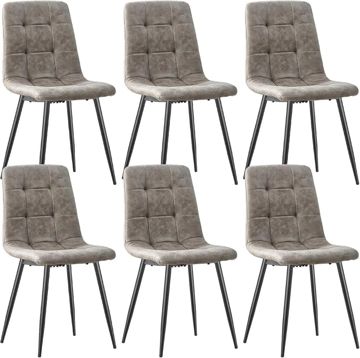 Ensemble de 6 chaises de salle à manger en tissu technique avec dossier haut et pieds en métal