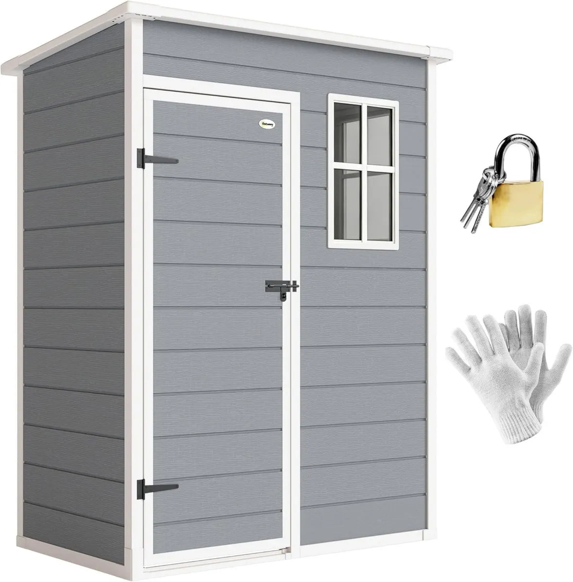Outsunny Abri de Jardin en Plastique Gris avec Fenêtre et Porte Verrouillable - 1,14 m²