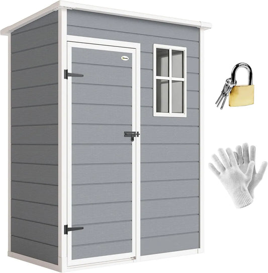 Outsunny Abri de Jardin en Plastique Gris avec Fenêtre et Porte Verrouillable - 1,14 m²