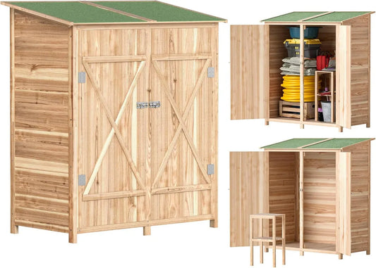 Abri de Jardin Outsunny avec Armoire à Outils, Toit Imperméable et Portes Verrouillables