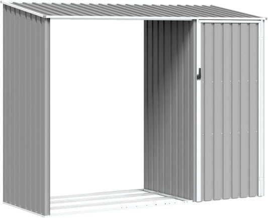 Abri de Jardin en Acier Galvanisé Gris 245x98x159 cm pour Bois et Outils