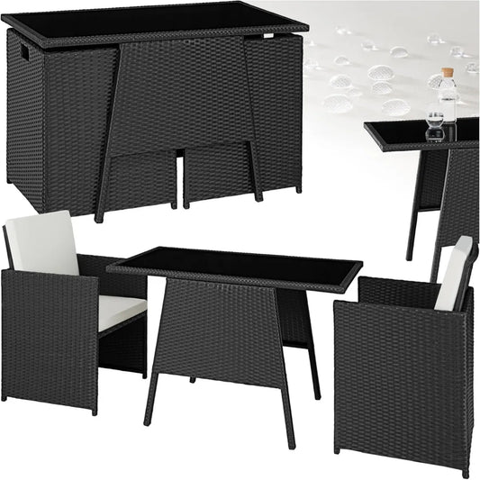 Ensemble Salon de Jardin en Rotin pour 2 Personnes avec Coussins - Mobilier de Terrasse et Balcon