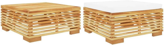 Ensemble Mobilier de Jardin 2 Pièces avec Table Basse et Coussin, Bois de Teck Massif