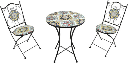 Ensemble Bistrot Amélie: Table et 2 Chaises en Mosaïque pour Jardin