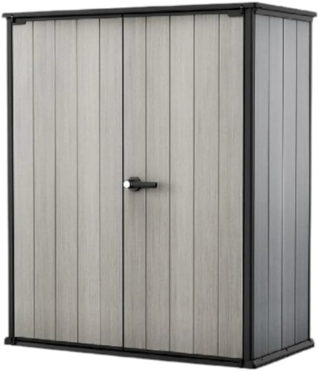 Abri de Jardin Keter Premier en Résine avec Étagères, 1,4 x 1,7 m, Gris et Noir