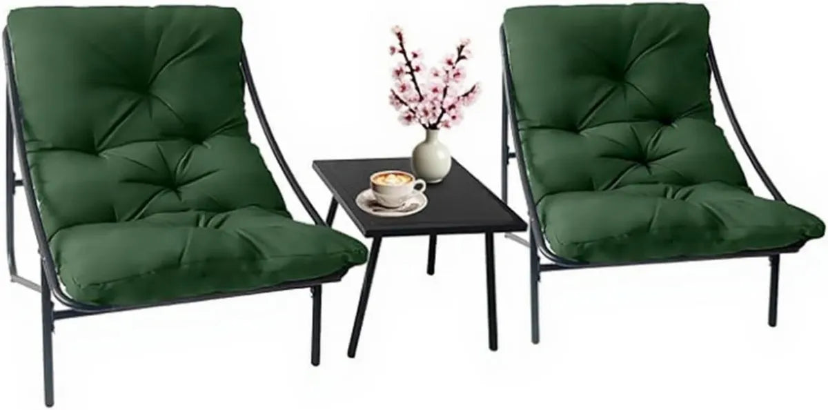 Set de Jardin 3 Pièces avec Coussins Amovibles pour 2 Personnes, Mobilier Extérieur pour Terrasse et Balcon