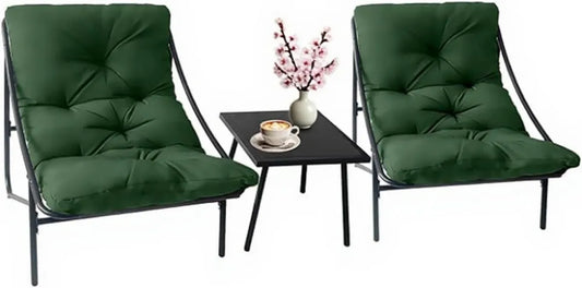 Set de Jardin 3 Pièces avec Coussins Amovibles pour 2 Personnes, Mobilier Extérieur pour Terrasse et Balcon