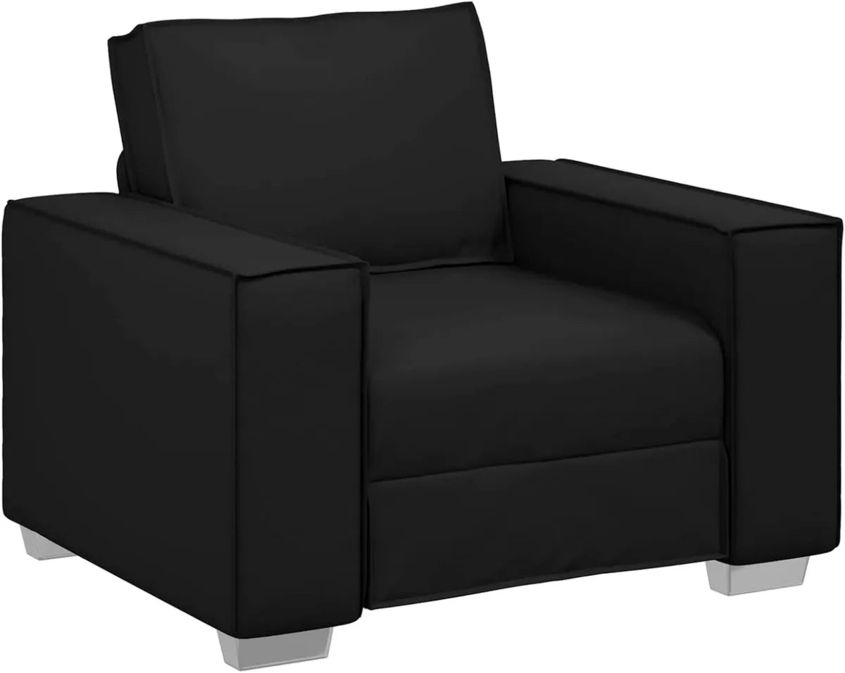 Chaise Longue Moderne en Simili Cuir Noir avec Coussin Confortable - 100 cm