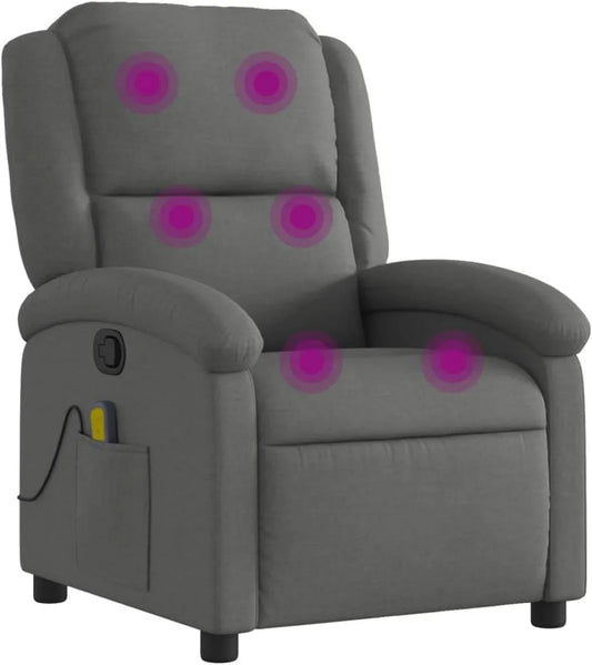 Fauteuil de Massage Inclinable Moderne en Tissu Gris Foncé