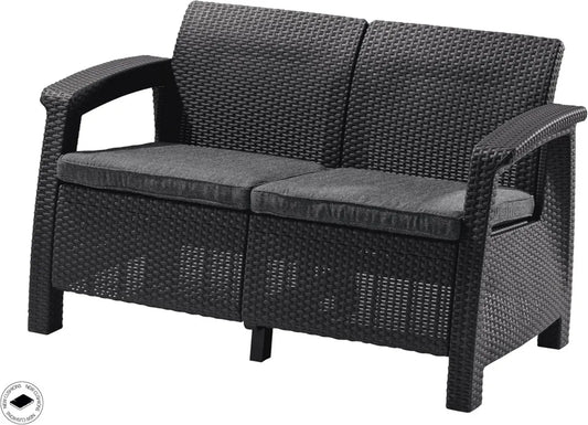 Sofa d'Extérieur 2 Places Corfu en Résine - Couleur Anthracite