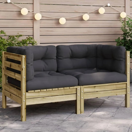 Ensemble de Canapé d'Angle en Bois de Pin pour Jardin avec Coussins
