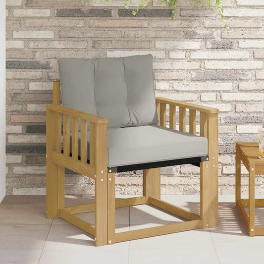 Canapé d'extérieur modulable en acacia et textilène blanc avec coussins imperméables