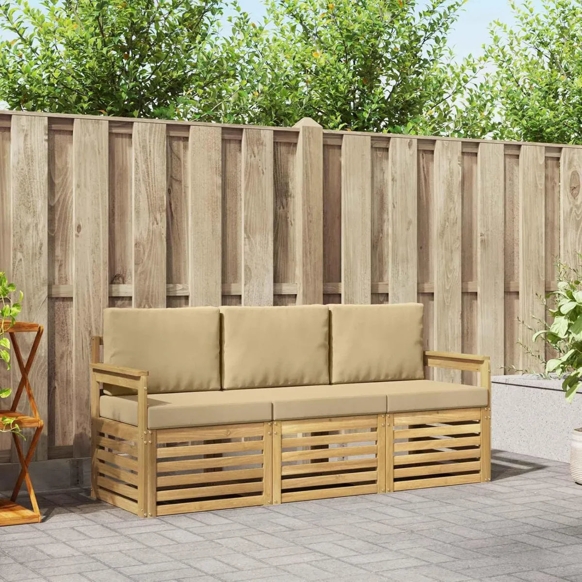 Ensemble de Salon en Bois d'Acacia Massif, Modulable et Facile à Nettoyer, Design Élégant pour Jardin et Terrasse