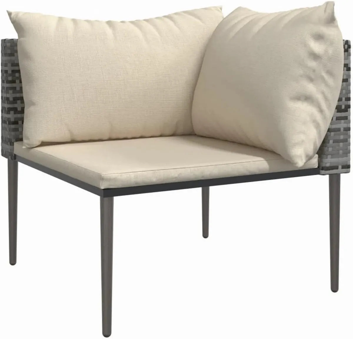 Ensemble de Salon de Jardin en Rotin Gris avec Coussins, Cadre en Acier, Modulable