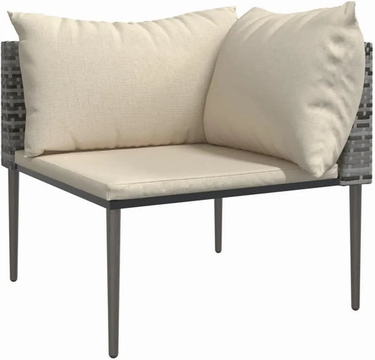 Ensemble de Salon de Jardin en Rotin Gris avec Coussins, Cadre en Acier, Modulable