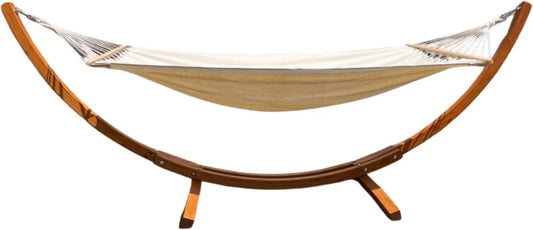 Hamac suspendu élégant avec cadre en bois - Capacité 150 kg - Confort extérieur optimal 320x100x120 cm