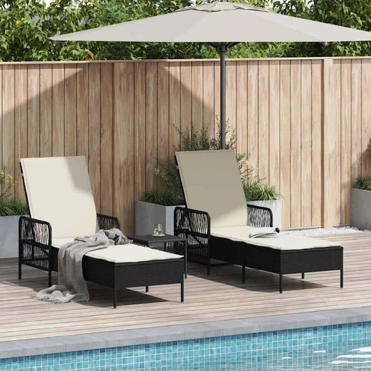 Banc de Jardin Double en Rotin Noir avec Coussin - Design Moderne et Confort Extérieur