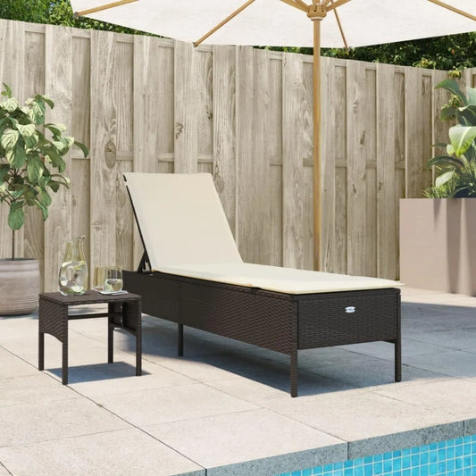 ShGaxin Transat de Jardin en Rotin avec Coussin et Table, Chaise Longue pour Piscine et Plage