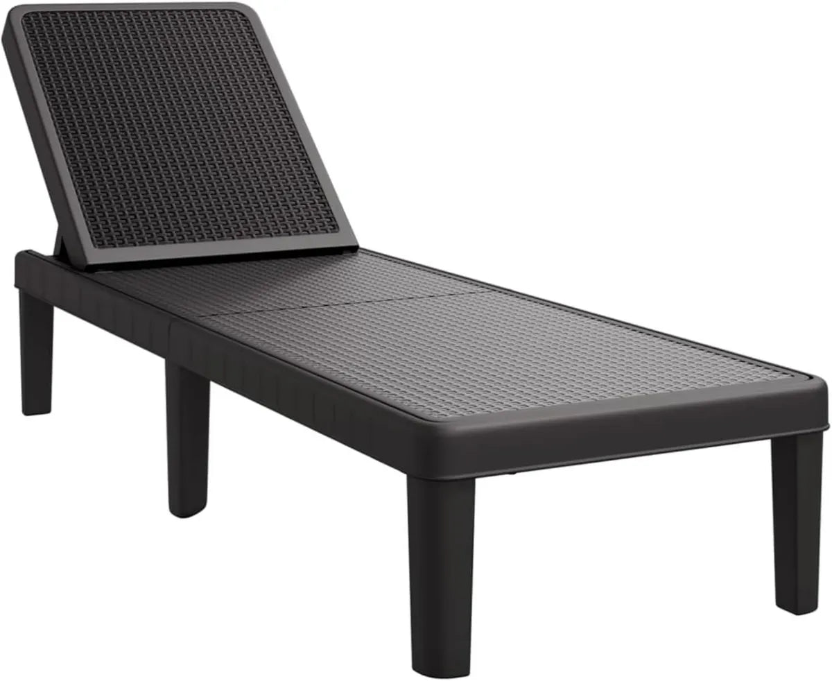 Chaise Longue Réglable en Polypropylène Noir pour Extérieur, 160 kg