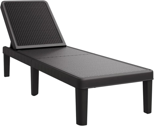 Chaise Longue Réglable en Polypropylène Noir pour Extérieur, 160 kg