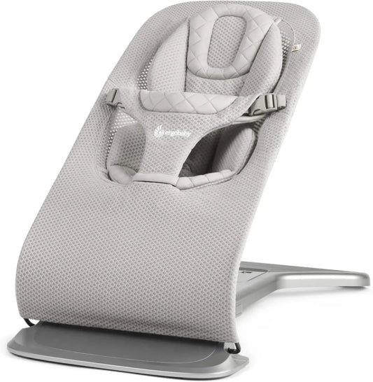 Ergobaby Evolve 3-en-1 Transat Ergonomique en Maille pour Bébés et Tout-Petits, de 2,5 kg à 13,2 kg, Gris Clair