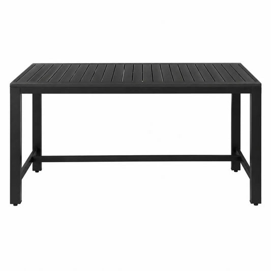 Table de jardin rectangulaire 150 x 90 x 75 cm en aluminium et acier thermolaqué noir à plateau à lattes