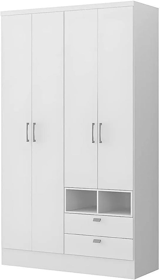 Armoire de rangement — L.120, avec tiroirs, 4 Portes, 2 tiroirs, 120 cm, blanc
