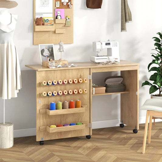 Bureau et table informatique – verrouillable, pliable, avec roulettes, 116 × 40 × 78 cm