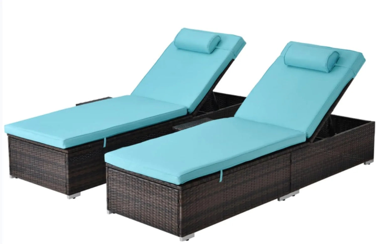 Piscine hors sol – USINE, avec dossier, avec coussins, réglable, Lot de 2, bleu, inclinable