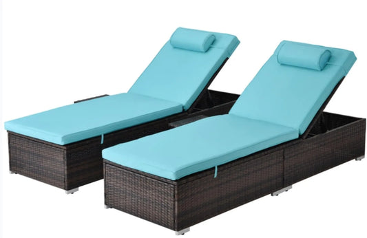 Piscine hors sol – USINE, avec dossier, avec coussins, réglable, Lot de 2, bleu, inclinable