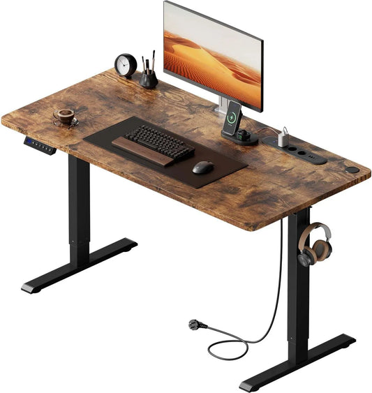 Bureau et table informatique: avec port USB, 120 × 60 cm, marron