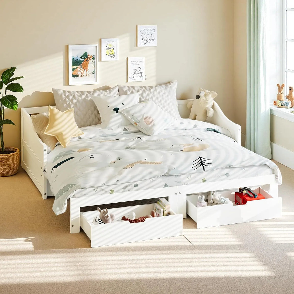 Canapé convertible et canapé-lit – en bois, avec rangement, avec tiroirs, convertible, 2 Places, 2 tiroirs, 180 × 200 cm, extensible