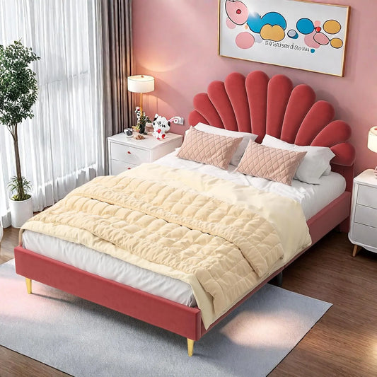 Lit Enfant Fille 140x200: pour enfant, 140 × 200, revêtement en velours, revêtement en tissu