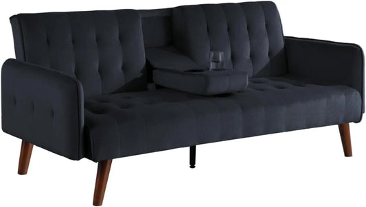 Canapé — USINE, en bois, format compact, convertible, 3 Places, 181 × 97 cm, noir