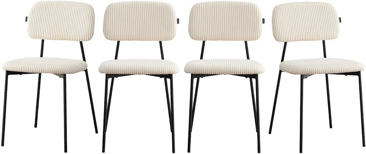 Chaise – Lorie, en velours côtelé, Lot de 4, beige