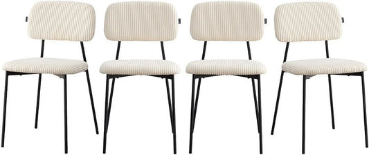 Chaise – Lorie, en velours côtelé, Lot de 4, beige