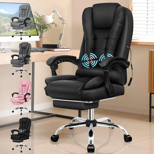 Fauteuil de massage et fauteuil relax: pour gaming, réglable, noir, hauteur réglable