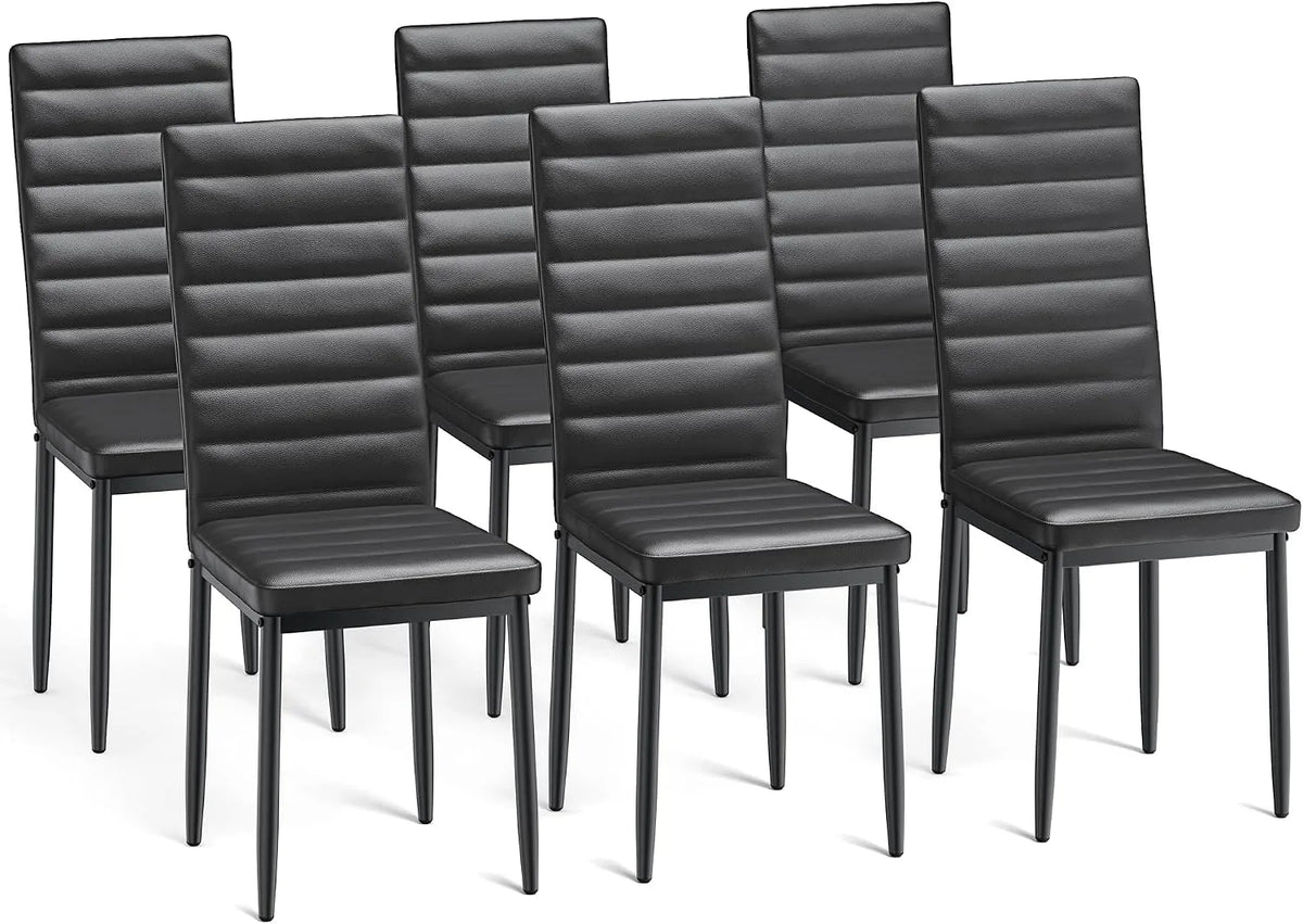 Bureau et table informatique – en cuir, avec dossier, Lot de 6, noir