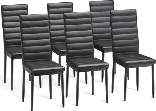 Bureau et table informatique – en cuir, avec dossier, Lot de 6, noir