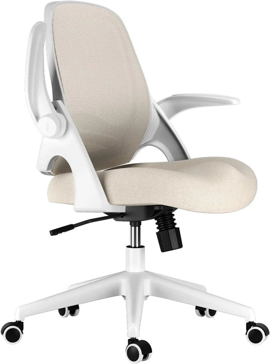 Bureau et table informatique – respirant, revêtement en tissu, pivotant, avec accoudoirs, gris