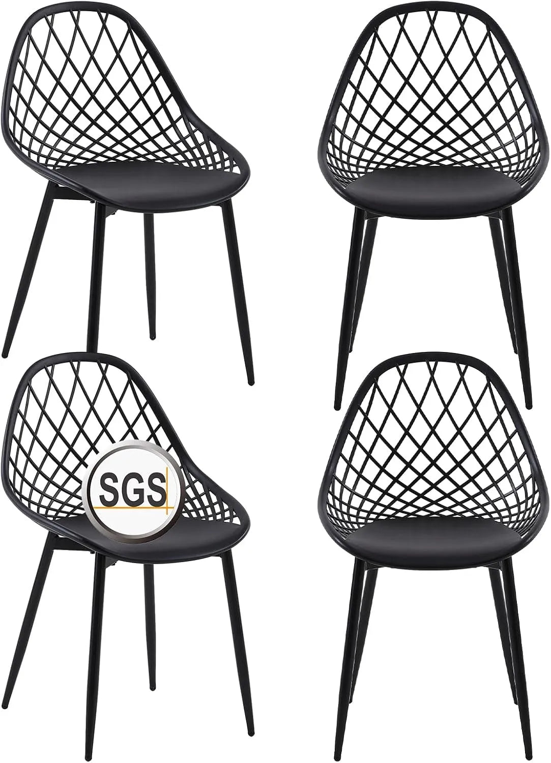 Chaise: en métal, réglable, Lot de 4, noir